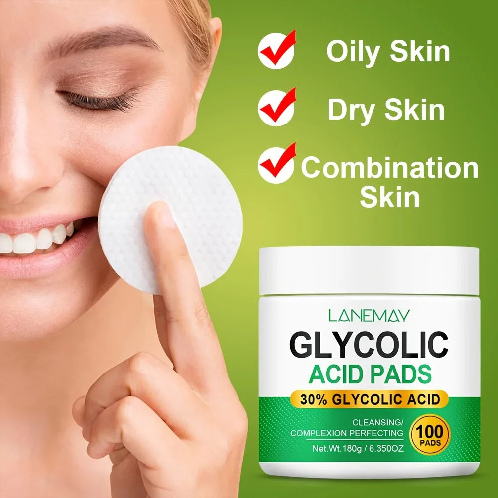 100-Count Glycolic Acid Brightening Face Pads – AHA + Niacinamide
