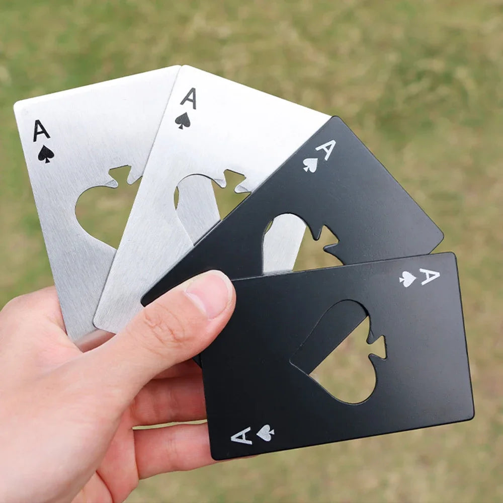 Stainless Steel Playing Card Bottle Opener | Spades Bar Tool