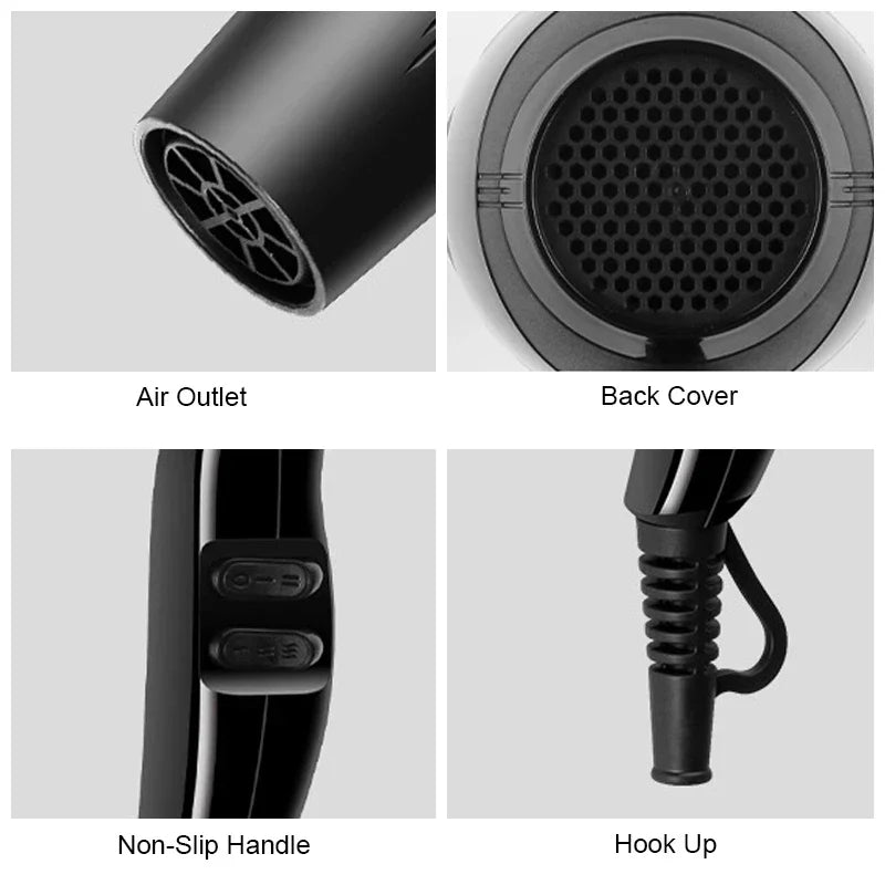Hair Dryer 2200W Professional Powerful Hair Dryer Fast Heating Hots And Cold Adjustment Ionic Air Blow Dryer with Air Collecting Peaceful Pleasures Health and Wellness