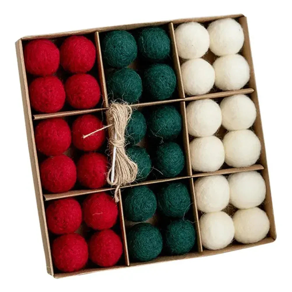 Wool Felt Ball Christmas Tree Ornaments | Colorful Set