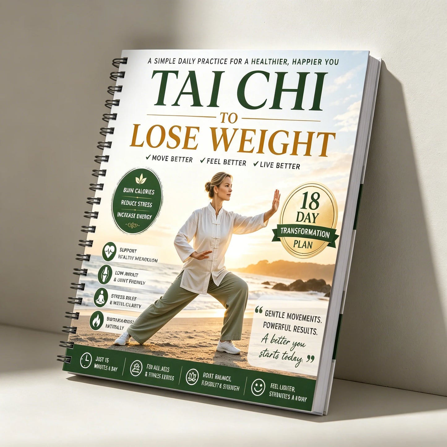 Ai Chi Lose Weight 18-Day Plan Journal Spiral Bound Gentle Fitness