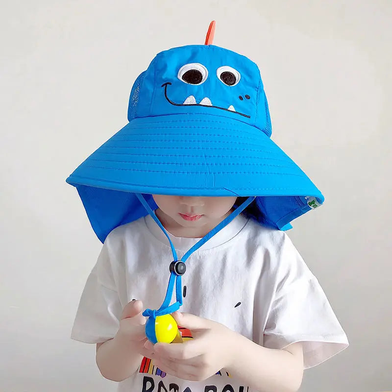 Kids UPF 50+ Sun Hat Wide Brim Neck Flap | Beach Summer Cap