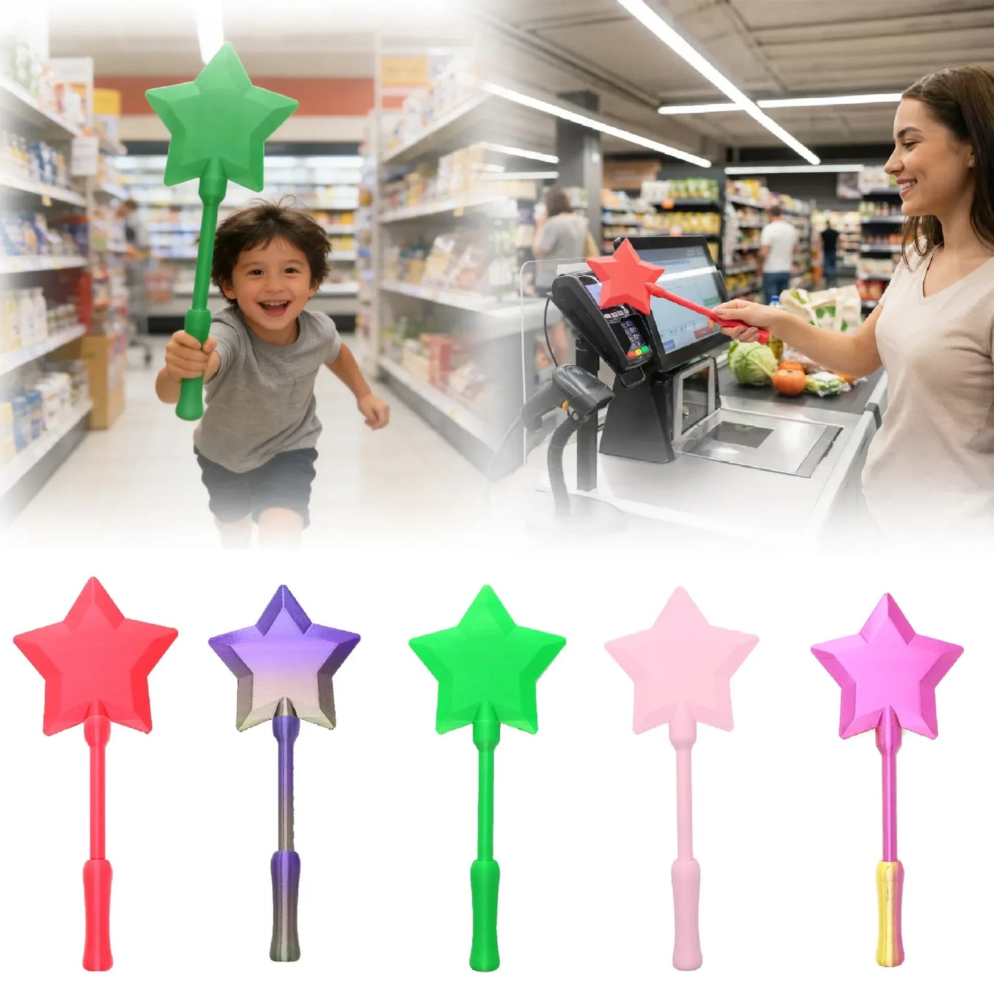 Fashion Creative 3D Printed Wand, Tap To Pay Portable Cute Star Magic Wand Holder, Lightweight Funny Credit Card Organizer Peaceful Pleasures Health and Wellness