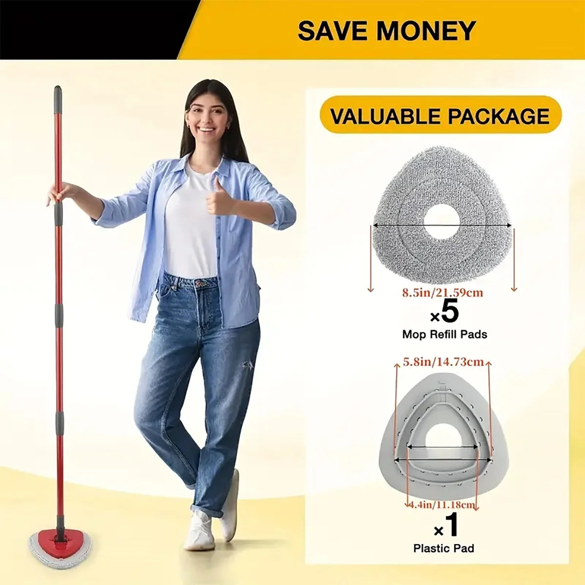 4/5pcs Rotating Mop Replacement Pads + 1 Plastic Triangle Pad, Fits O-Cedar Easywring 1 Tank & Rinseclean 2 Tank System Peaceful Pleasures Health and Wellness
