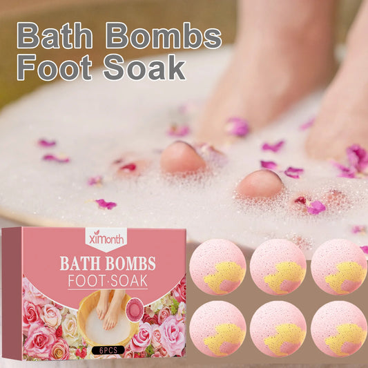 Rose Fizzing Foot Soak Bath Bombs – 6pc Exfoliating Spa Set Foot Bath Bombs Peaceful Pleasures Health and Wellness