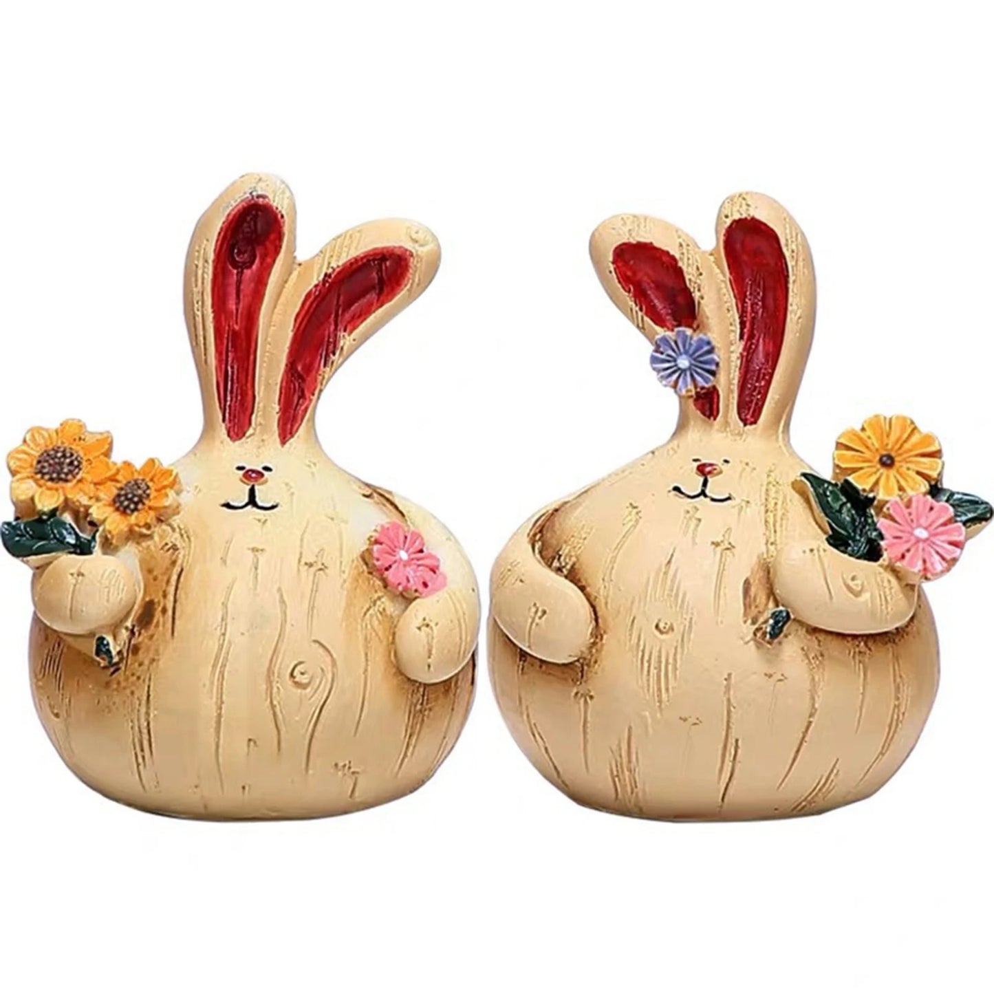 A PAIR Wood-like Resin Ornaments Retro Cute Bunny Craft Statues Cute Retro Cute Bunny Craft Statues A PAIR Peaceful Pleasures Health and Wellness