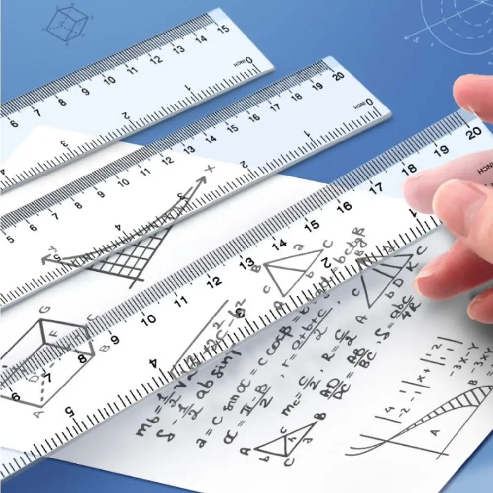 Stationery 15cm 20cm 30cm 40cm Straight Ruler Plastic Transparent Measuring Ruler Multifunction Drawing Ruler School Peaceful Pleasures Health and Wellness