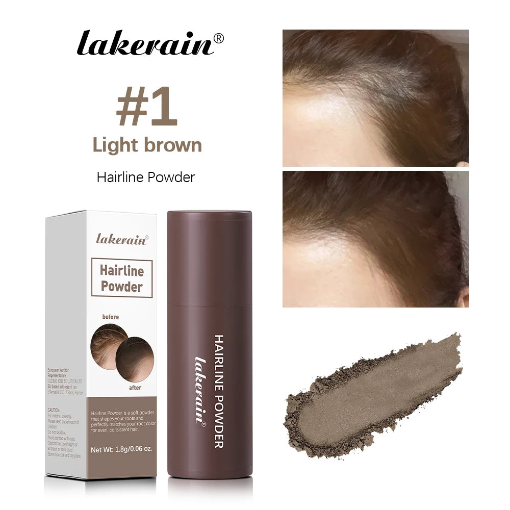 Lakerain Hairline Powder Filling Hair and Eyebrows Gaps Naturally Modify Long Lasting Holding Waterproof Sweat-proof Fine Powder Peaceful Pleasures Health and Wellness Light brown