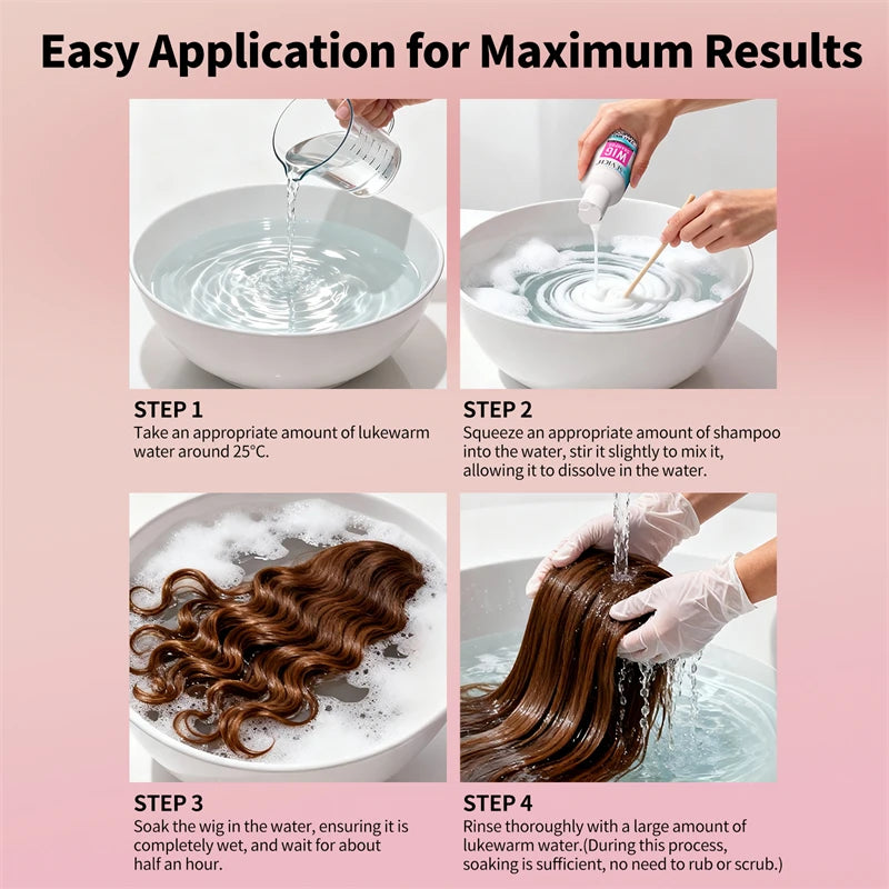 2-IN-1 Wig Shampoo Professional Anti-Frizz Softening Wig Care Shampoo Deep Cleansing Moisturizing Hair Conditioner for All Wig Peaceful Pleasures Health and Wellness