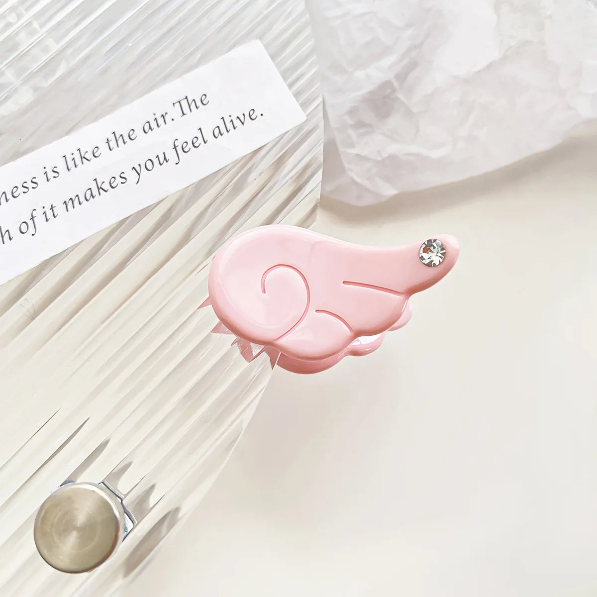 Sweet Princess Angel Wing Acetic Acid Hair Clips Kids Rhinestone Bangs Clip Cute Shark Hair Claw Headwear Exquisite Shark Clips Peaceful Pleasures Health and Wellness pink