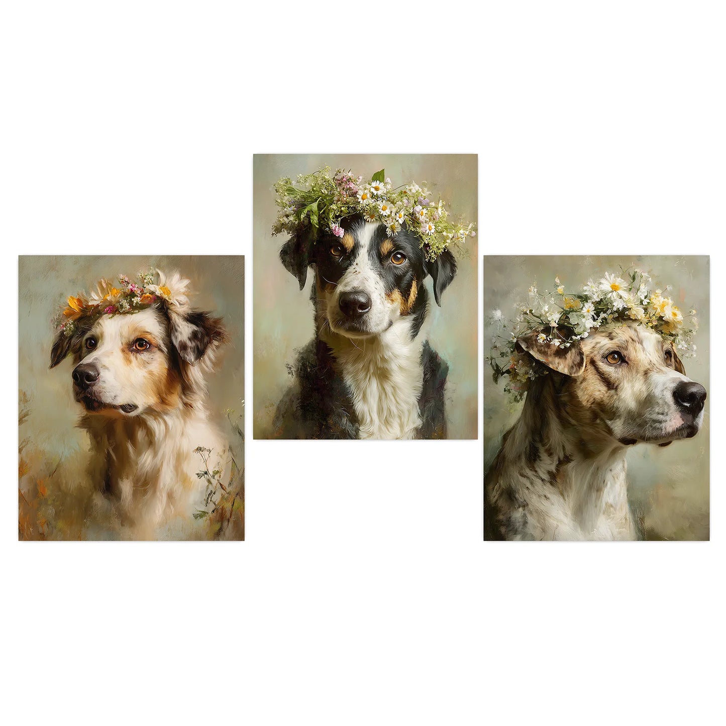 Vintage Puppy Flower Crown Canvas Wall Art | Dog Poster Print Canvas Wall Art Peaceful Pleasures Health and Wellness 01 30x40cm No Frame China Mainland