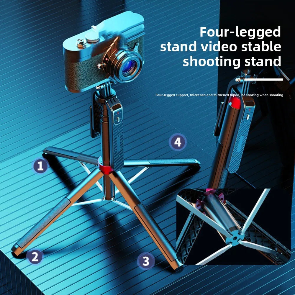 1.8m Telescopic Selfie Stick Tripod with Bluetooth & 4-Leg Stand