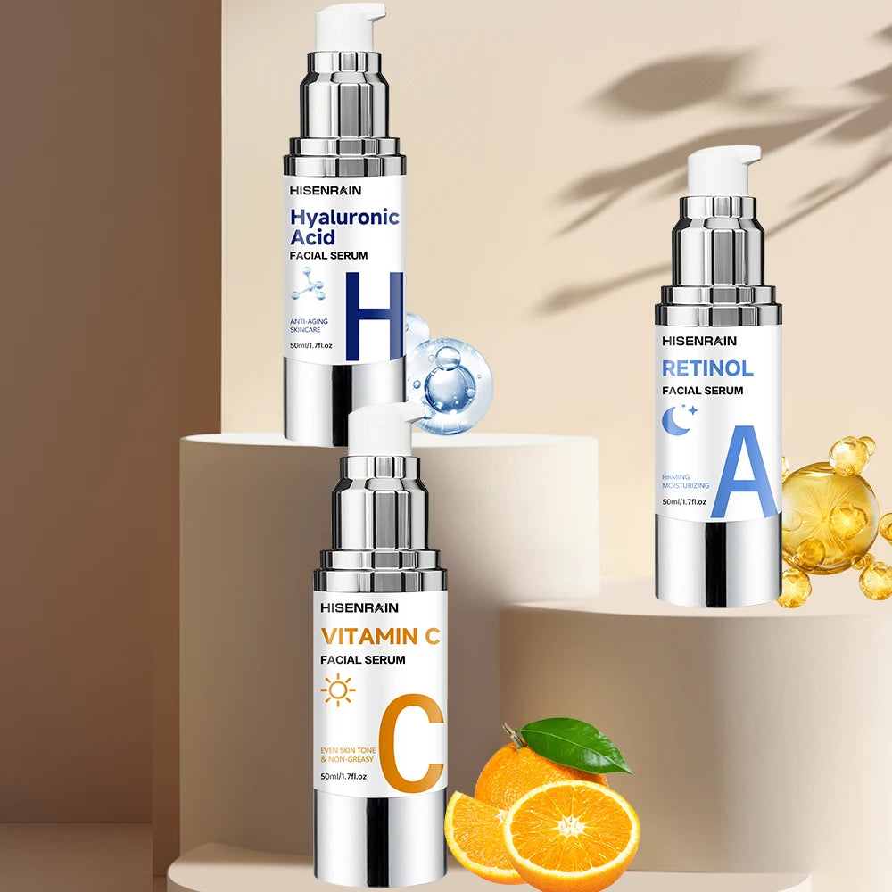 HISENRAIN AM PM Hyaluronic Acid Serum with Retinol And Noon VC 3-in-1 Brightening Anti-Aging Daily Skincare Treatment for Face. Peaceful Pleasures Health and Wellness