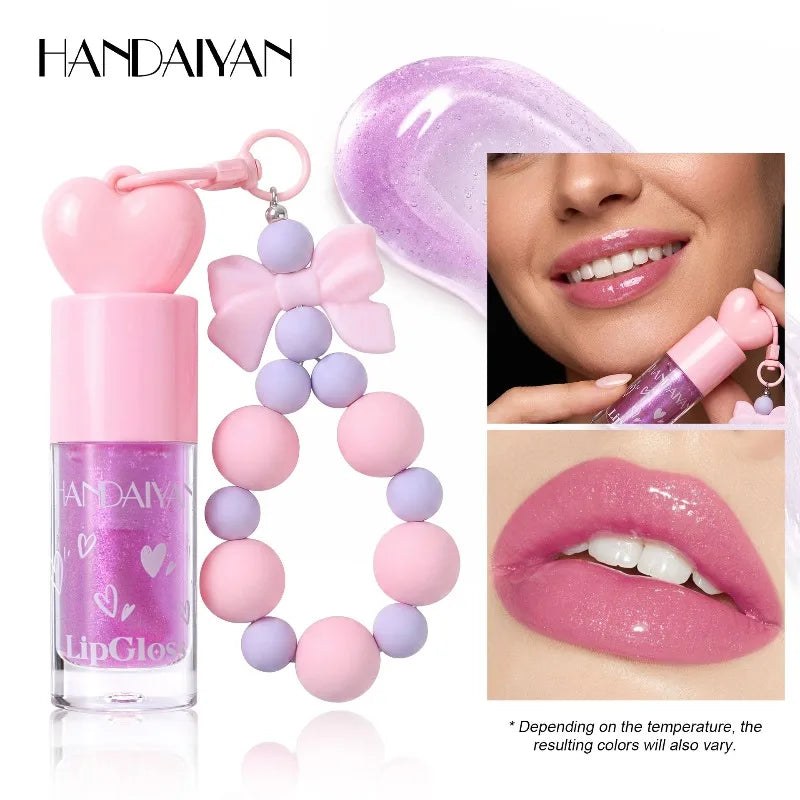 Glitter Lip Oil Bowknot Keychain – 4 Shades, High Shine