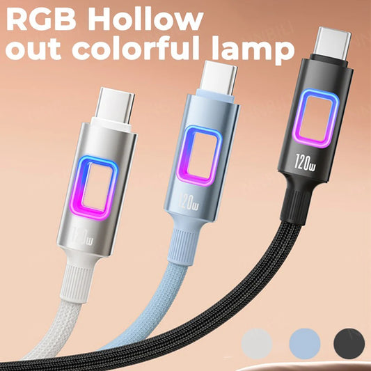 RGB 120W USB-C Fast Charging Cable – Samsung Xiaomi Android USB-C Charging Cable Peaceful Pleasures Health and Wellness