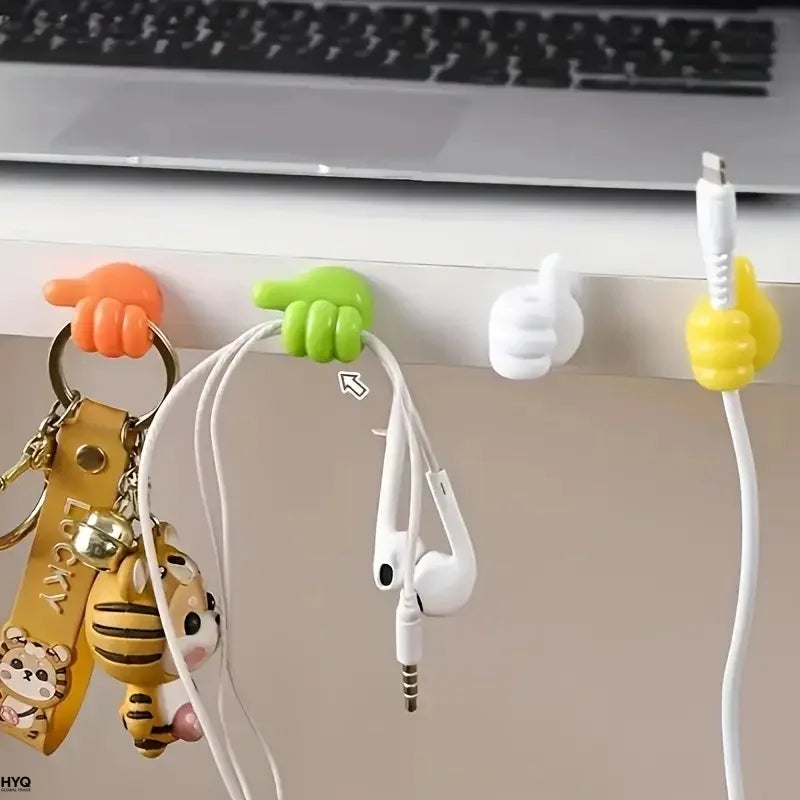 Thumb-shaped Cable Organizer Storage Clips No-drill Adhesive Hooks