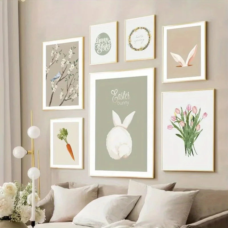 Easter Bunny Carrot Frameless Canvas Wall Art | Room Decor