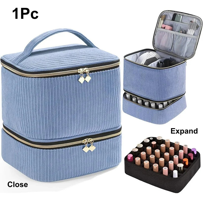 Nail Polish Organizer – 30-Bottle Double Layer Storage Bag