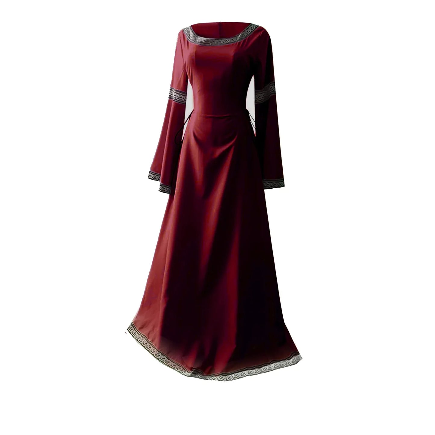 Women's Medieval Renaissance Trumpet Sleeve Lace Maxi Gown