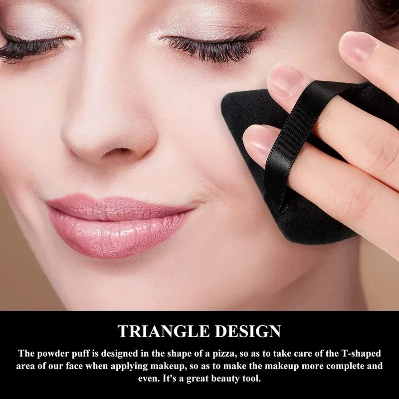 12-Pack Triangle Velvet Powder Puffs – Makeup Blending Tool Makeup Powder Puff Peaceful Pleasures Health and Wellness