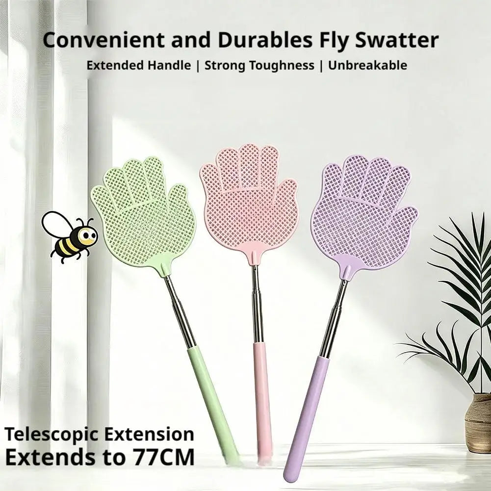 Adjustable Stainless Steel Telescopic Pole Fly Swatter Flexible Bug Swatters for Kitchen, Patio & Living Room Summer Peaceful Pleasures Health and Wellness