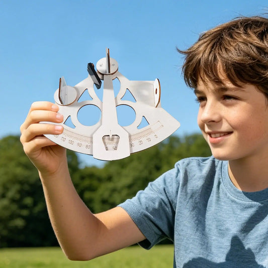 Wooden DIY Sextant Model Kit Navigation Tool for Kids, Hands-On Learning Educational Experiment, Office Decor Collectible Peaceful Pleasures Health and Wellness