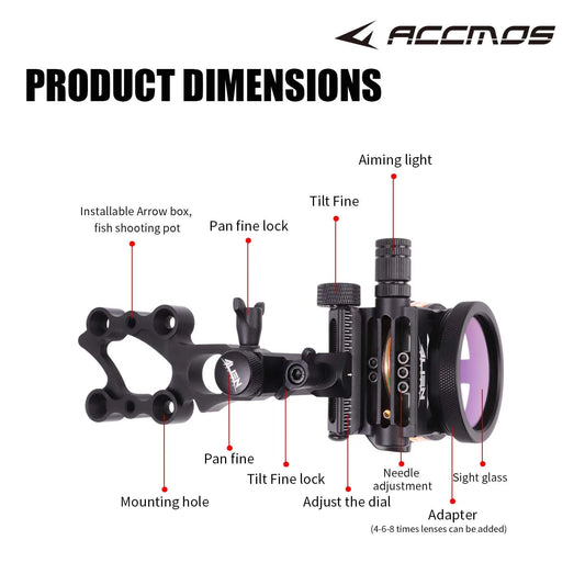 Compound Bow 5-Pin Archery Sight 2x 4x 6x 8x Magnification Optional Peaceful Pleasures Health and Wellness