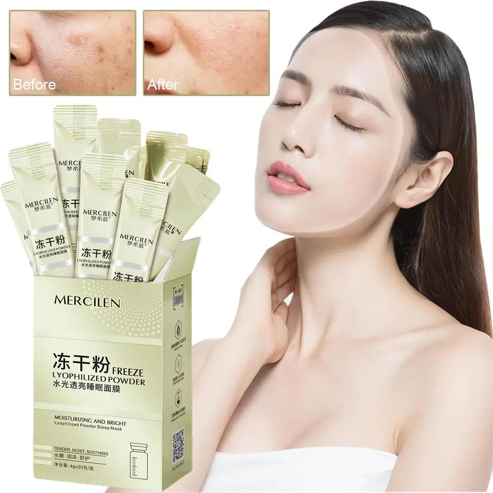20pcs MERCILEN Collagen Sleeping leave-in Facial Masks Face skincare Moisturizing Brightening Firming Hydrating Peaceful Pleasures Health and Wellness