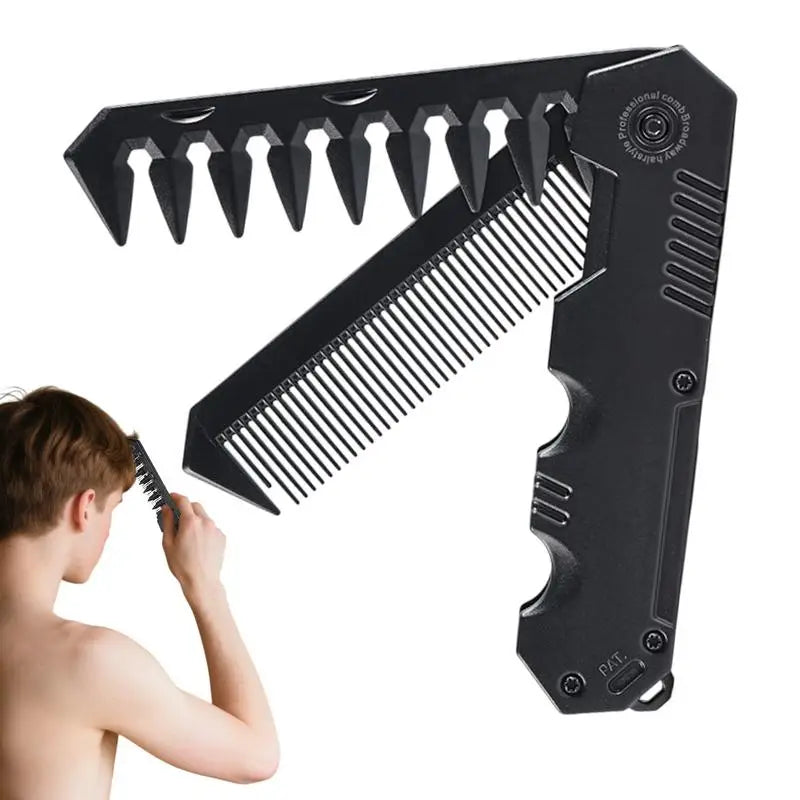 2-in-1 Portable Folding Comb – Wide Tooth & Beard Styling