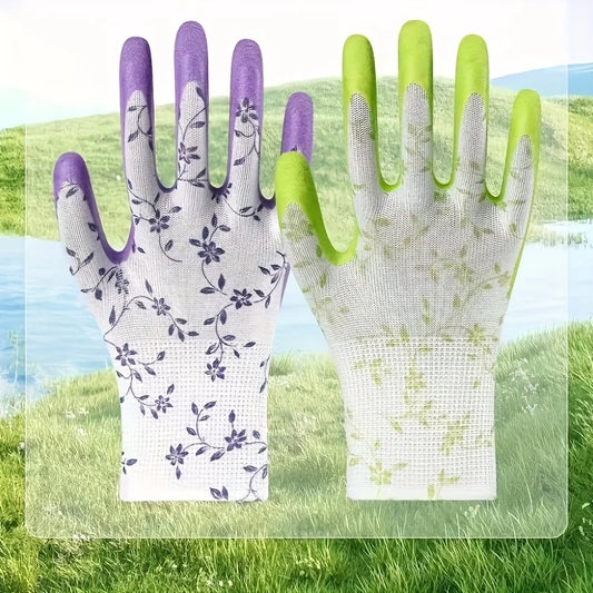 2 Pairs Nylon Gardening Gloves Women's Suitable Garden Planting Peaceful Pleasures Health and Wellness