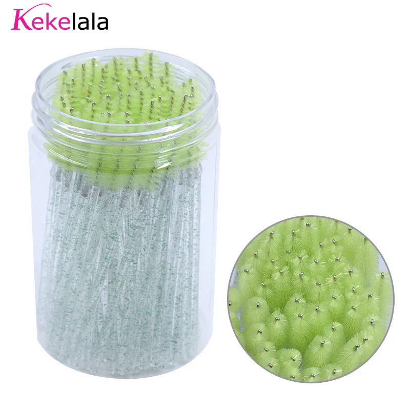 50pc Disposable Mascara Wands & Spoolie Brushes in Bottle