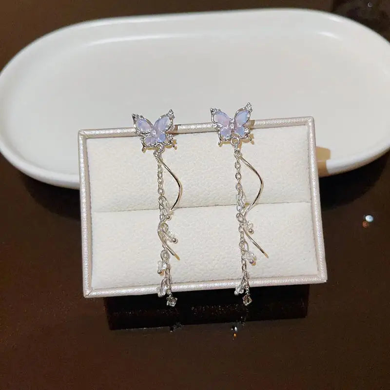 Butterfly Long Tassel Drop Earrings for Women | Wedding Gift