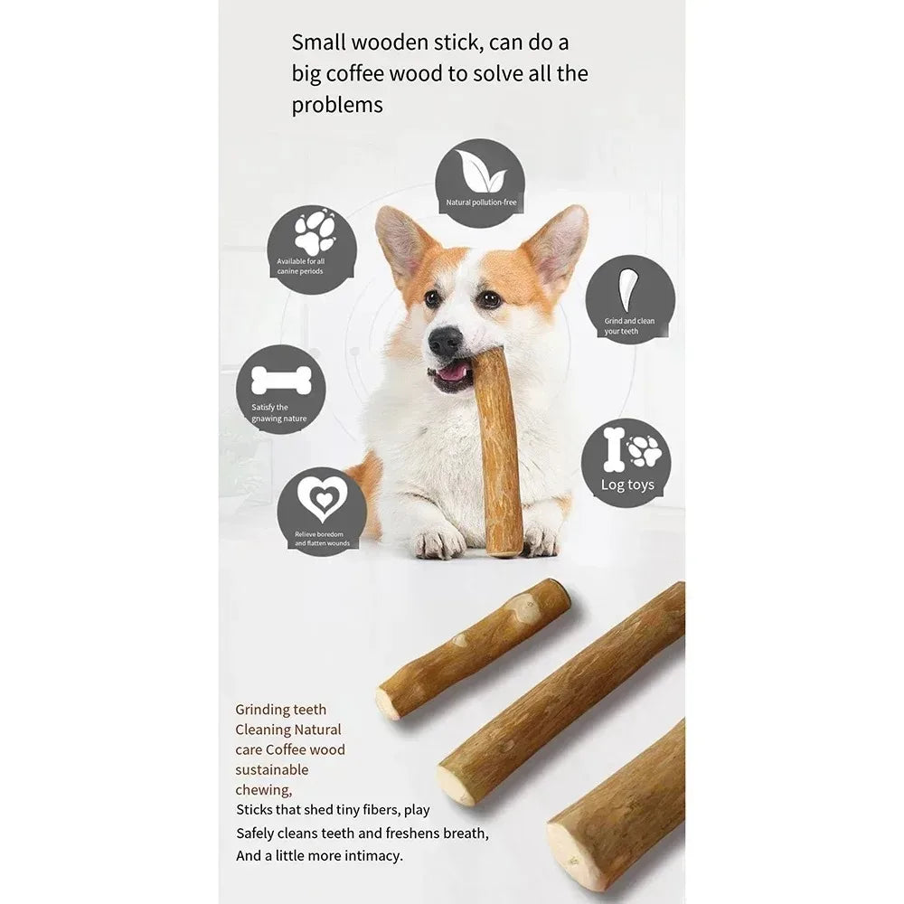 Natural Coffee Wood Dog Chew Toys Long Lasting Chewable Stick Dogs Supplies Stress Relief Chew Stick Pet Molar Toy for Dog Puppy Peaceful Pleasures Health and Wellness