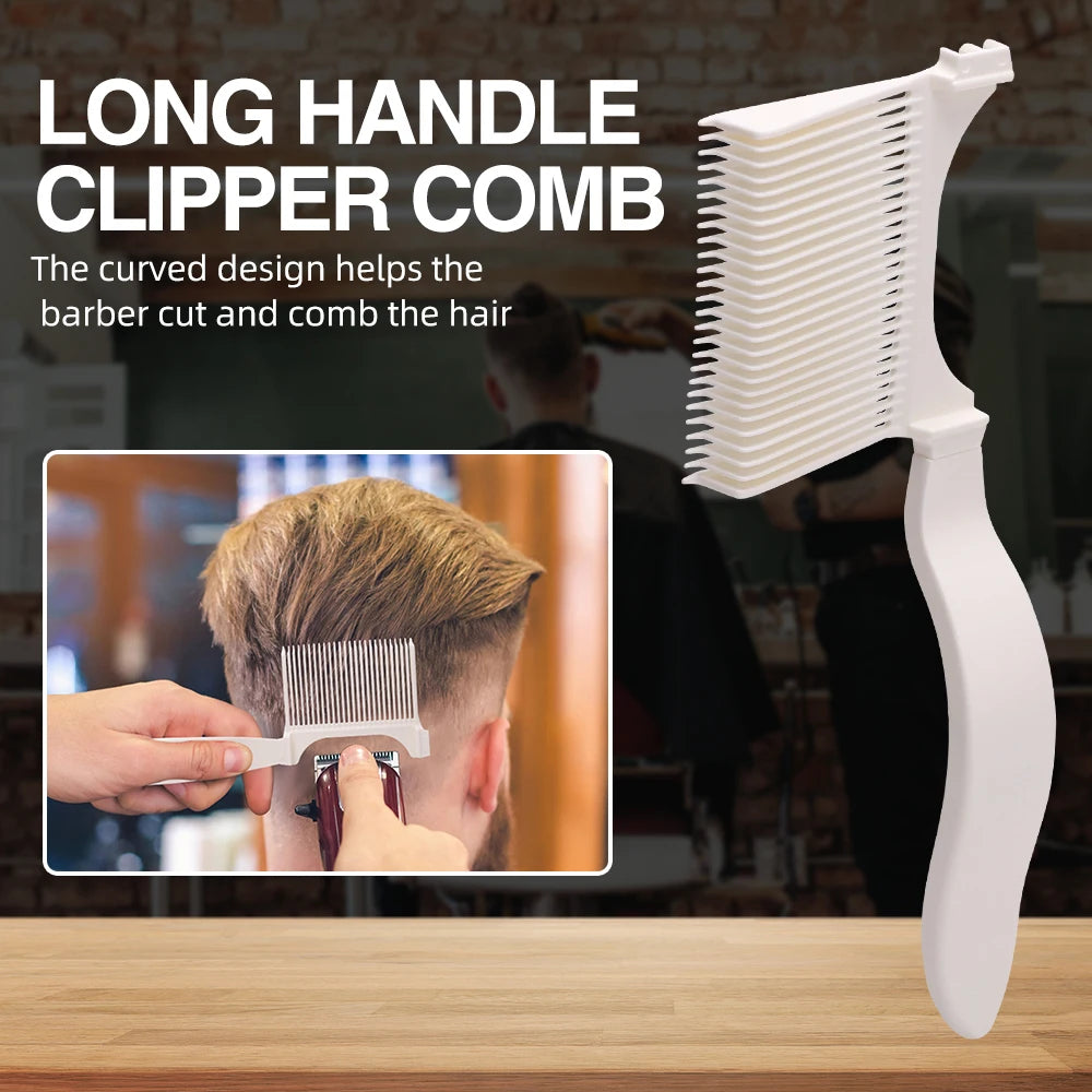 3 Size Barbershop Long Handle Hair Cutting Clipper Comb Barber Curved Positioning Flat Top Comb Salon Supplies Men Styling Tools Peaceful Pleasures Health and Wellness