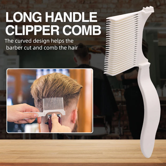 3 Size Barbershop Long Handle Hair Cutting Clipper Comb Barber Curved Positioning Flat Top Comb Salon Supplies Men Styling Tools Peaceful Pleasures Health and Wellness