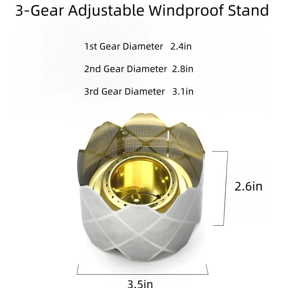camp stove windscreen 2 Piece Ultralight Folding Stainless Steel windscreen alcohol stove stand for Outdoor Camping Hiking ﻿ Peaceful Pleasures Health and Wellness