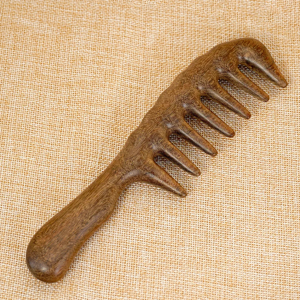 Natural Sandalwood Wide Tooth Massage Comb Set – Anti-Static