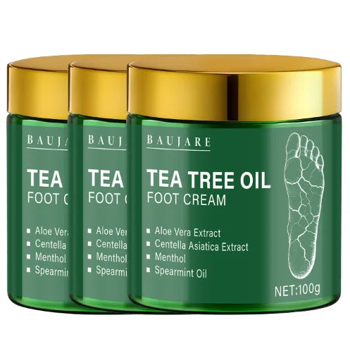 Tea Tree Oil Foot Cream – Aloe, Menthol & Hyaluronic Acid