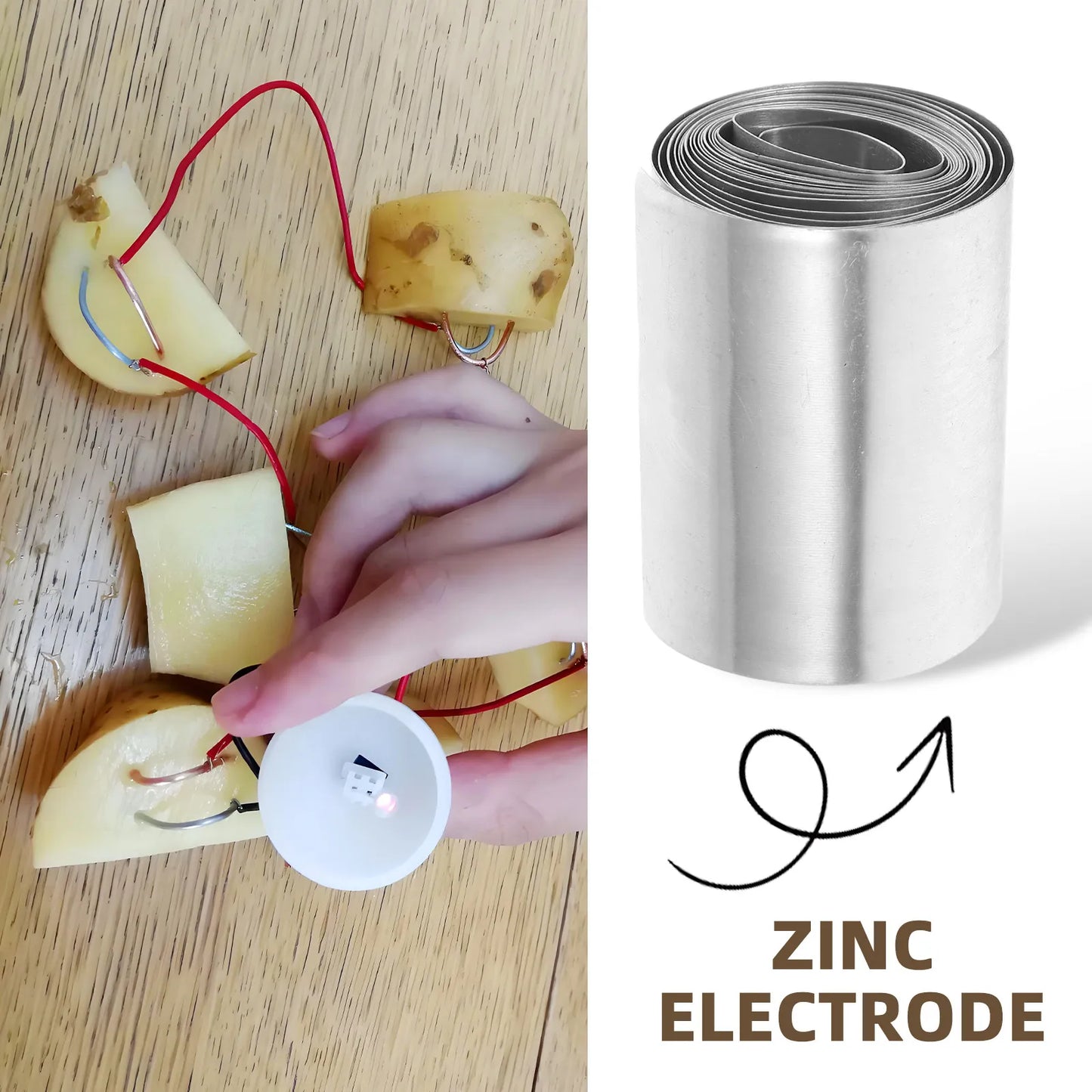1Set Zinc Electrode Strips 100g Anode Sheets for Fruit Battery Making Electroplating Science Experiment Supplies Peaceful Pleasures Health and Wellness