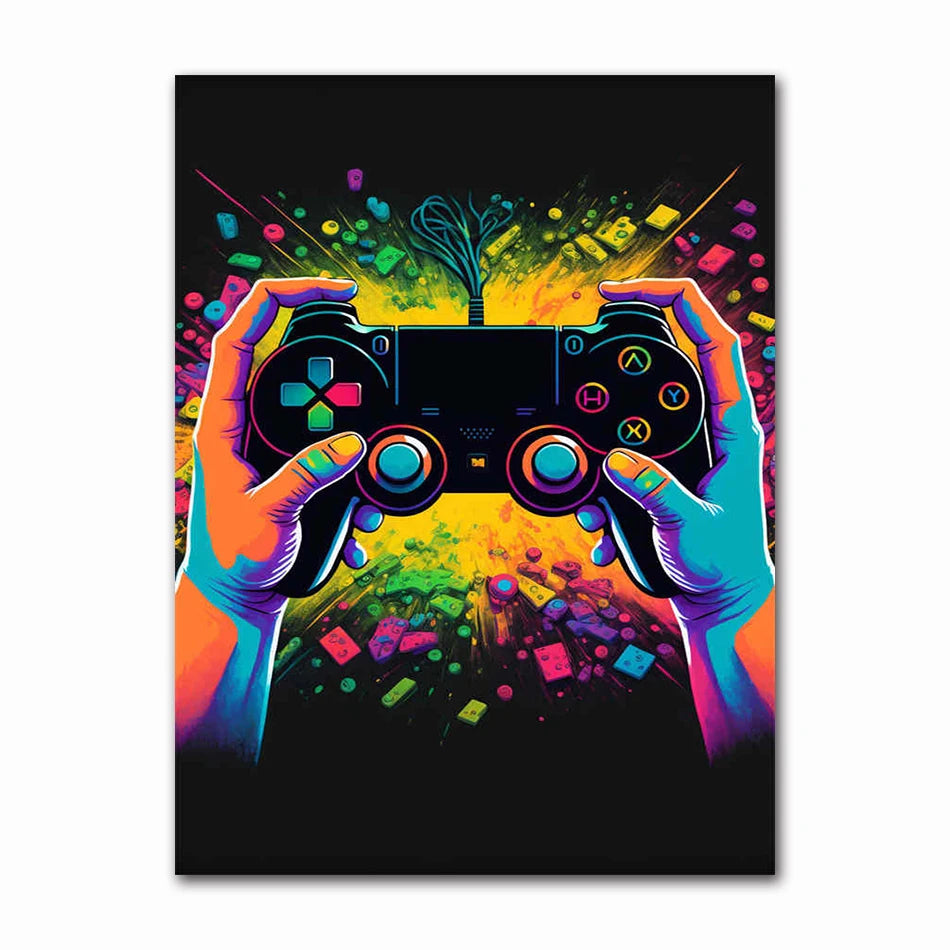 Colorful Game Controller Wall Art Poster Prints Nordic Aesthetic Picture Canvas Painting Gaming Boy Room Home Decoration Peaceful Pleasures Health and Wellness A60557-13 30x40cm Unframed