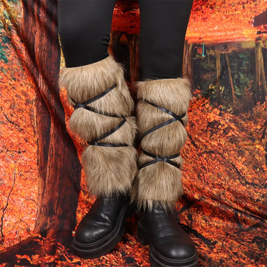 Medieval Leg Fur Leather Knight Warrior Armor Gaiter Boot Cover Spats Peaceful Pleasures Health and Wellness