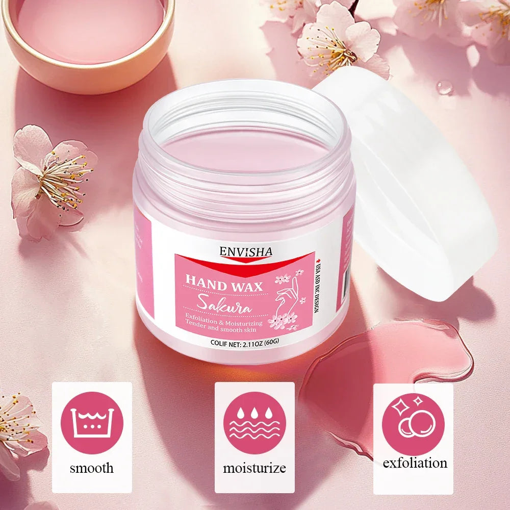 ENVISHA Exfoliating Hand Wax Mask – Sakura & Honey (60g) Hand Mask ENVISHA