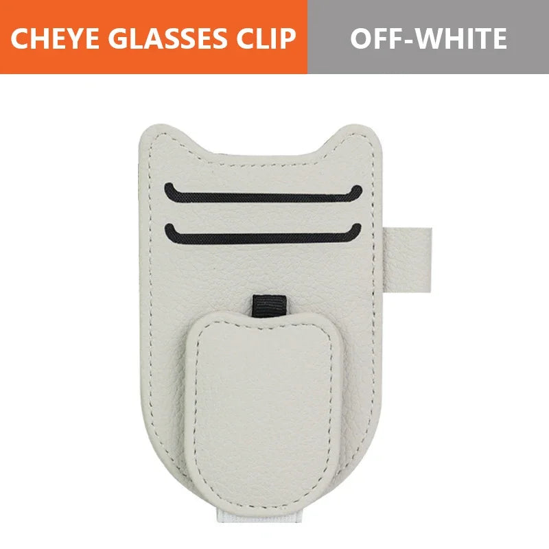 Car Sun Visor Glasses Holder Magnetic Sunglasses Clip Card Holder Storage Bag Scratch-Free Universal Eyeglasses Clip Peaceful Pleasures Health and Wellness White 1pc