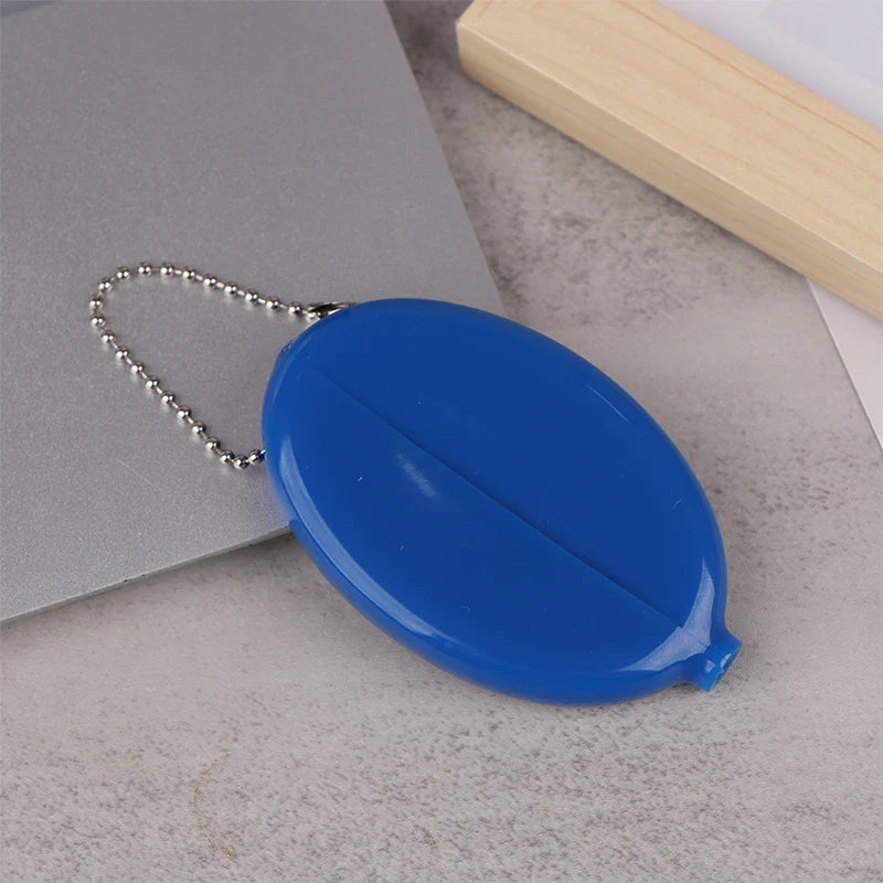 Oval PVC Coin Purse with Chain – Mini Jewelry & Coins Bag