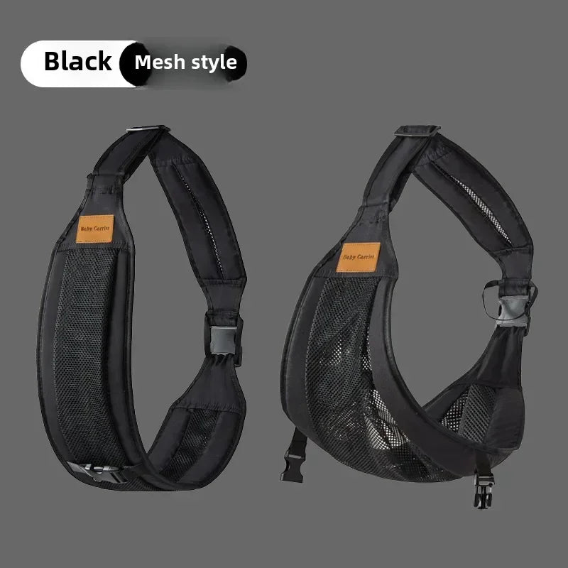 Portable Baby Waist Stool Carrier with Front Back Support Ergonomic Design for Toddlers and Infants Comfortable for Parents Peaceful Pleasures Health and Wellness Black mesh 1PC