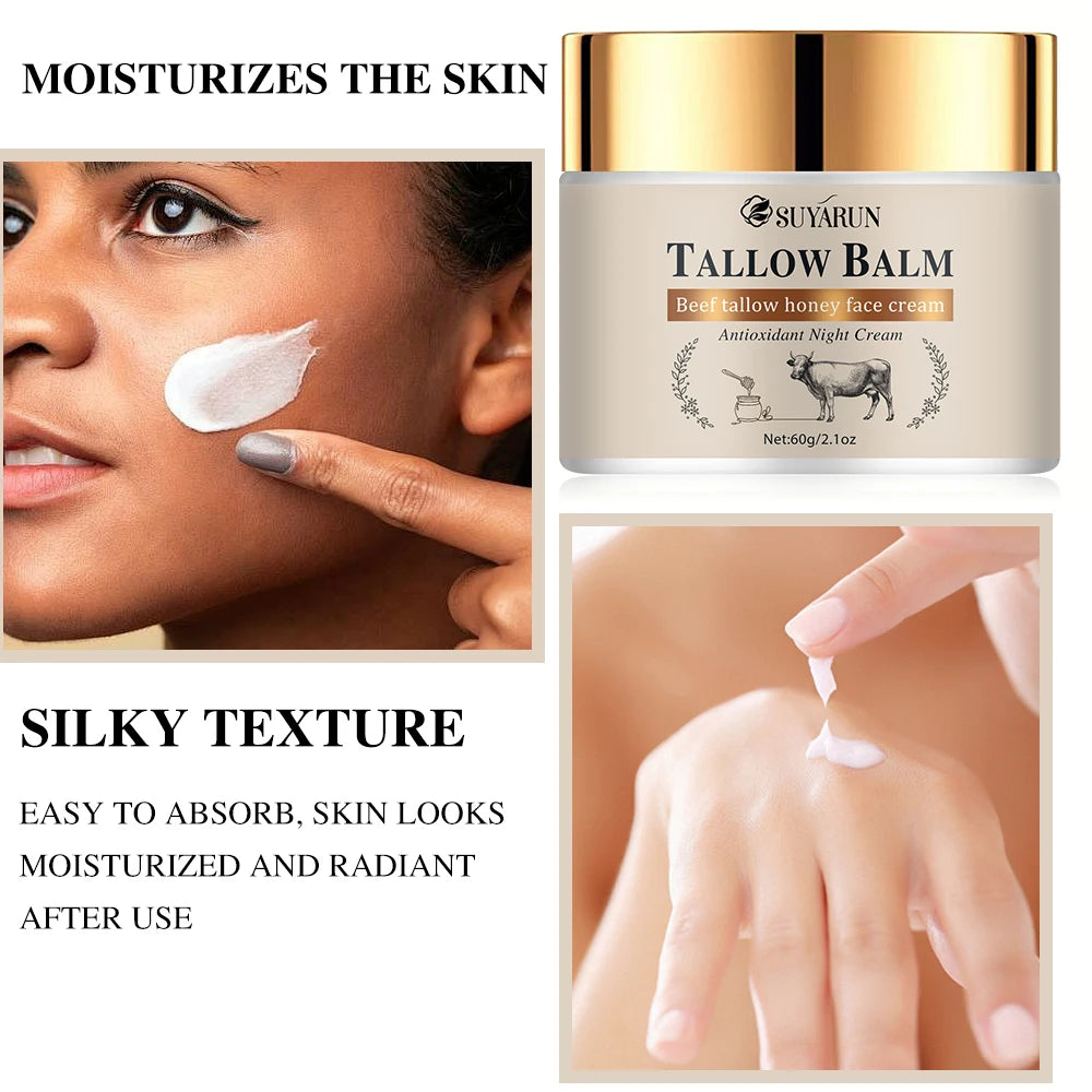 SUYARUN Organic Tallow Face Cream with Honey & Olive Oil - Moisturizing Anti-Aging Skincare for Dry Sensitive Skin. Peaceful Pleasures Health and Wellness