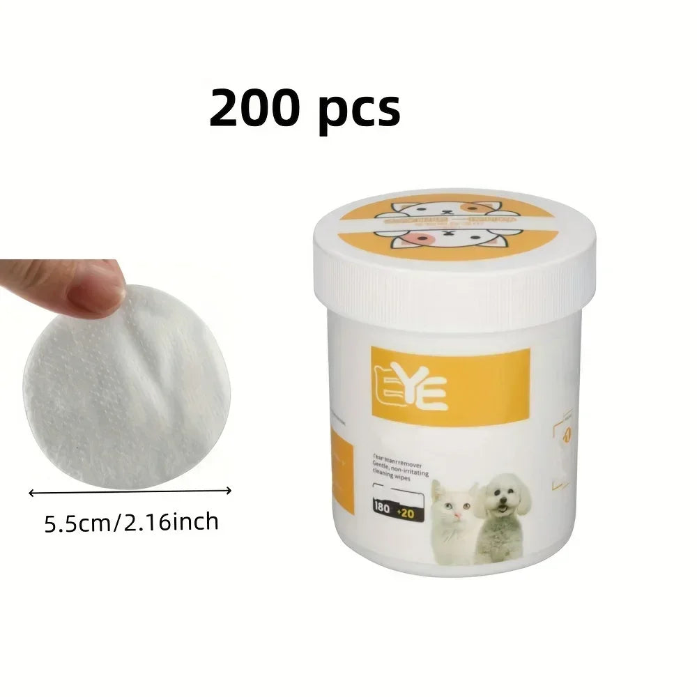 200pc Pet Eye Wipes – Tear Stain Remover for Dogs & Cats