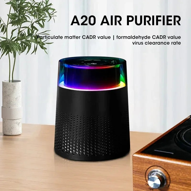 Mini Desktop Air Purifier with HEPA Filter Negative Ion Odor Removal Low Noise for Home Office Car Use Peaceful Pleasures Health and Wellness