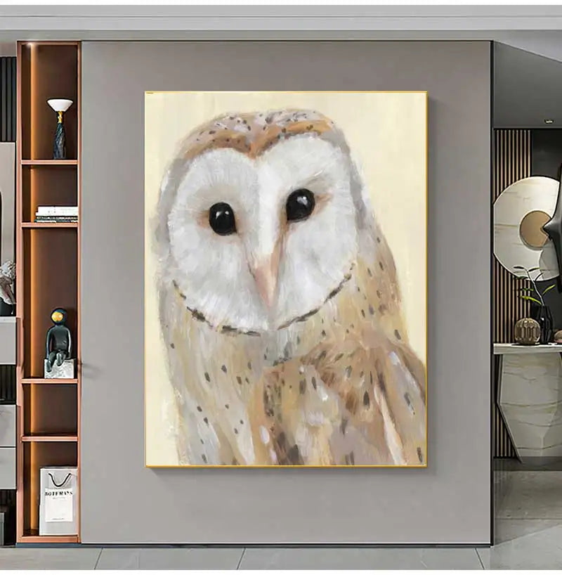 Realistic Owl Canvas Wall Art | Scandinavian Animal Poster