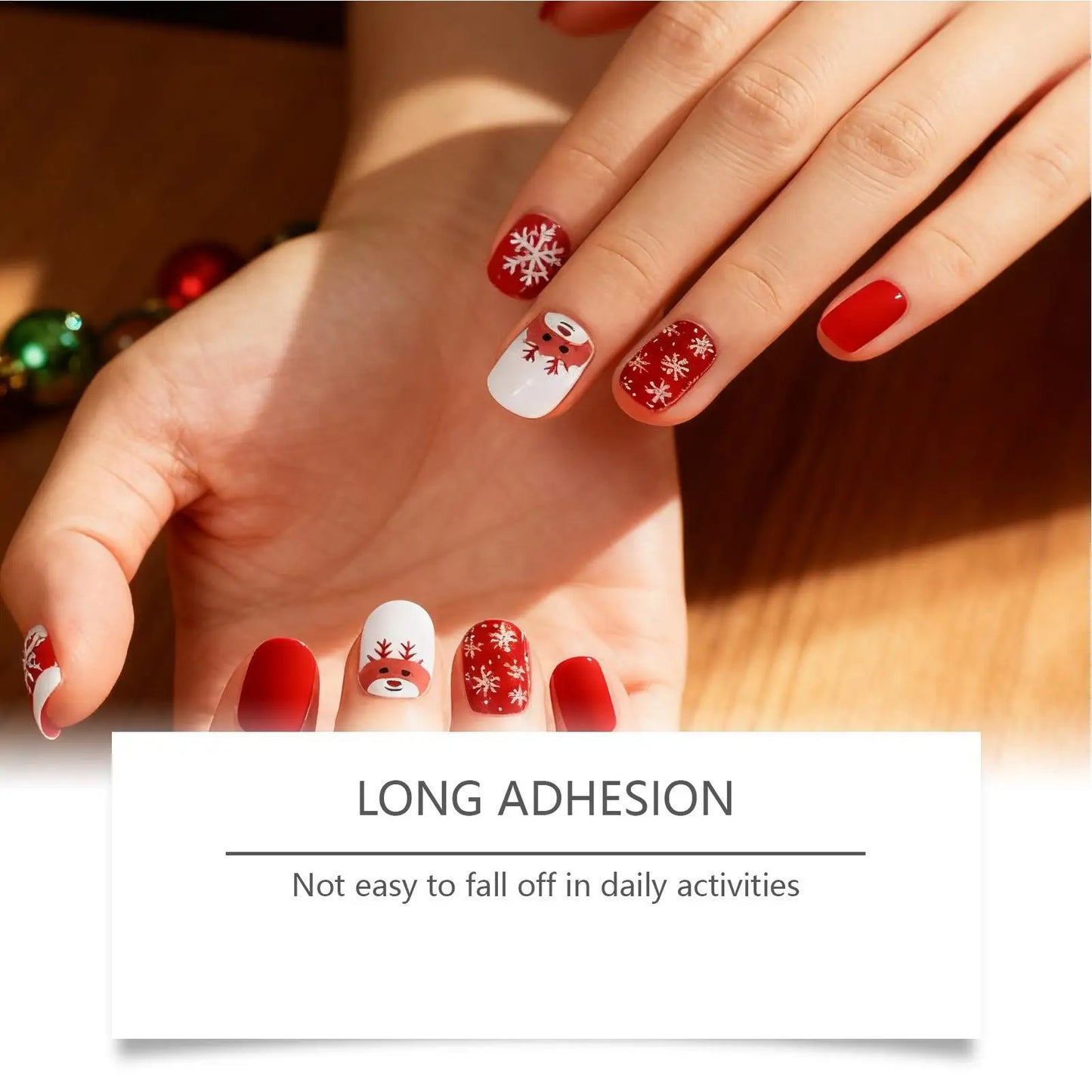 Christmas Gel Nail Stickers Glitter Snowflake & Elk Design 12pc
